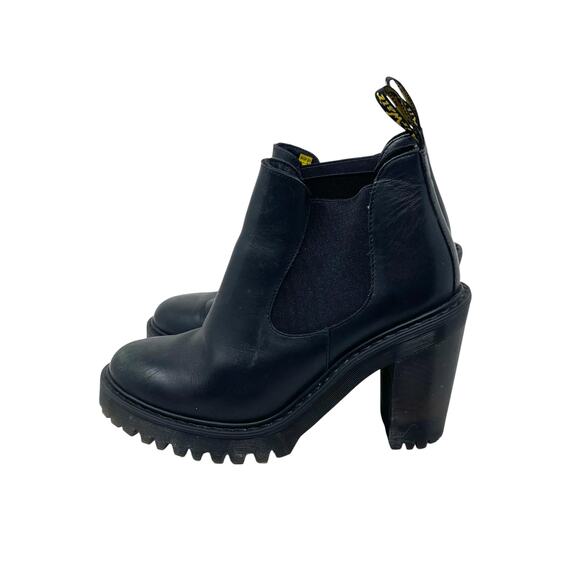Dr. Martens Hurston Womens Leather Heeled Chelsea Boots - Black - Size 8 - Picture 3 of 9